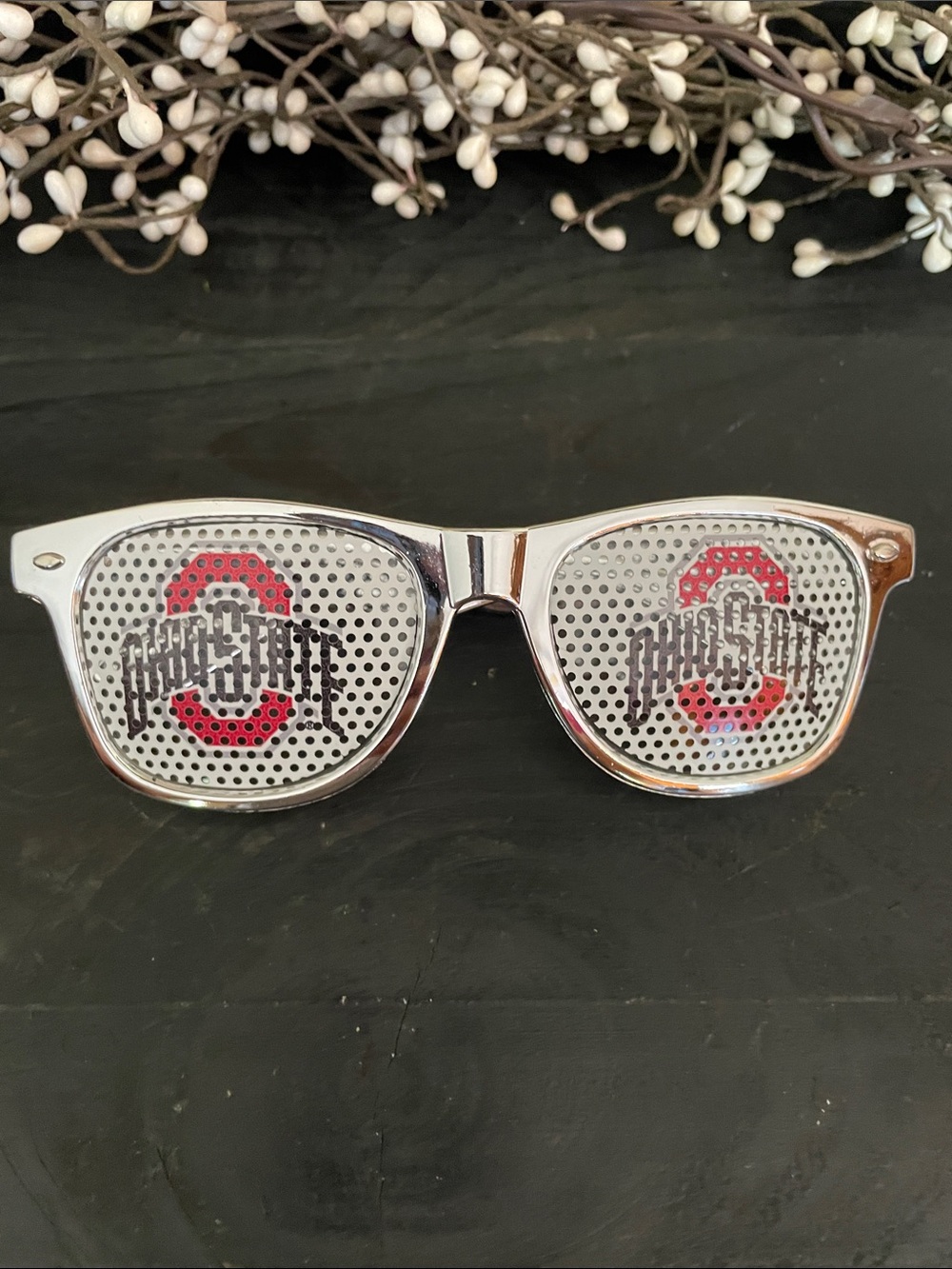 Ohio State Branded AEP Promotional Sunglasses - Silver Frame, Red/Black Logo